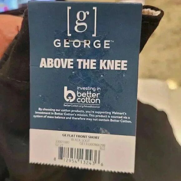 George Men's Black Soot Cotton/Spandex Flat Front Above the Knee Shorts NEW - Picture 11 of 11